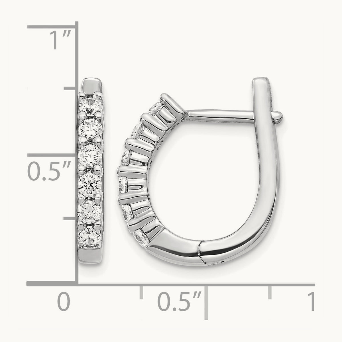 Diamond Hinged Hoop Earrings — 14K White Gold, 19mm
