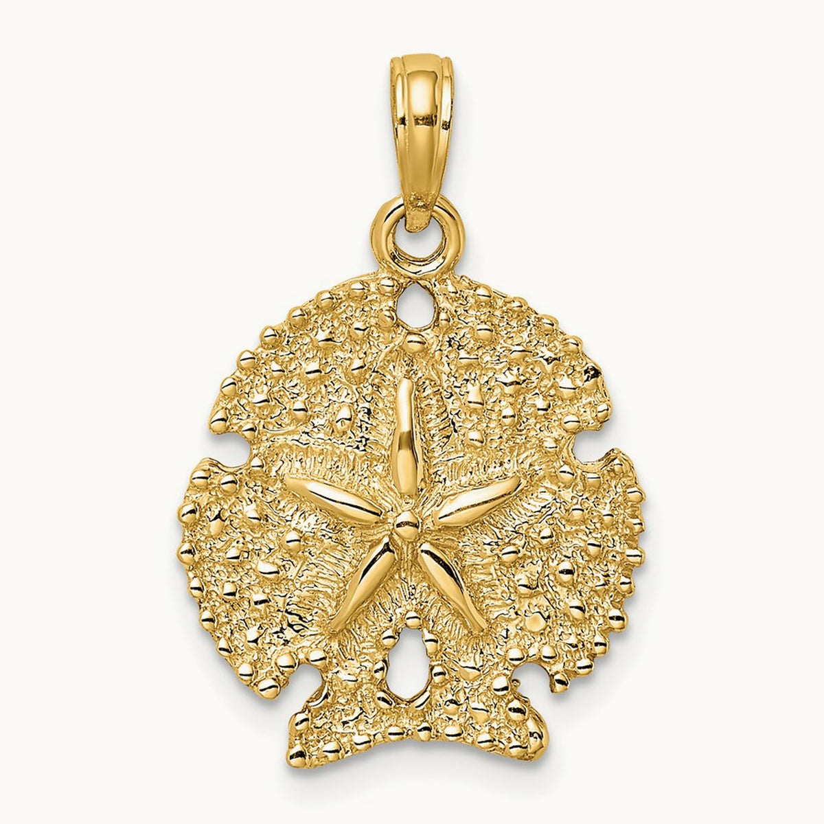 Textured Sand Dollar Charm, 14K
