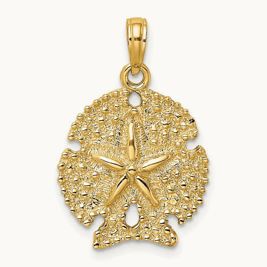 Textured Sand Dollar Charm, 14K
