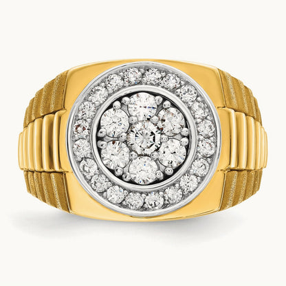 IBGoodman Men's Polished Satin & Textured Diamond Ring, 14K Two-tone