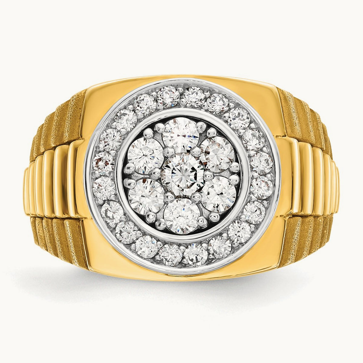 IBGoodman Men's Polished Satin & Textured Diamond Ring, 14K Two-tone