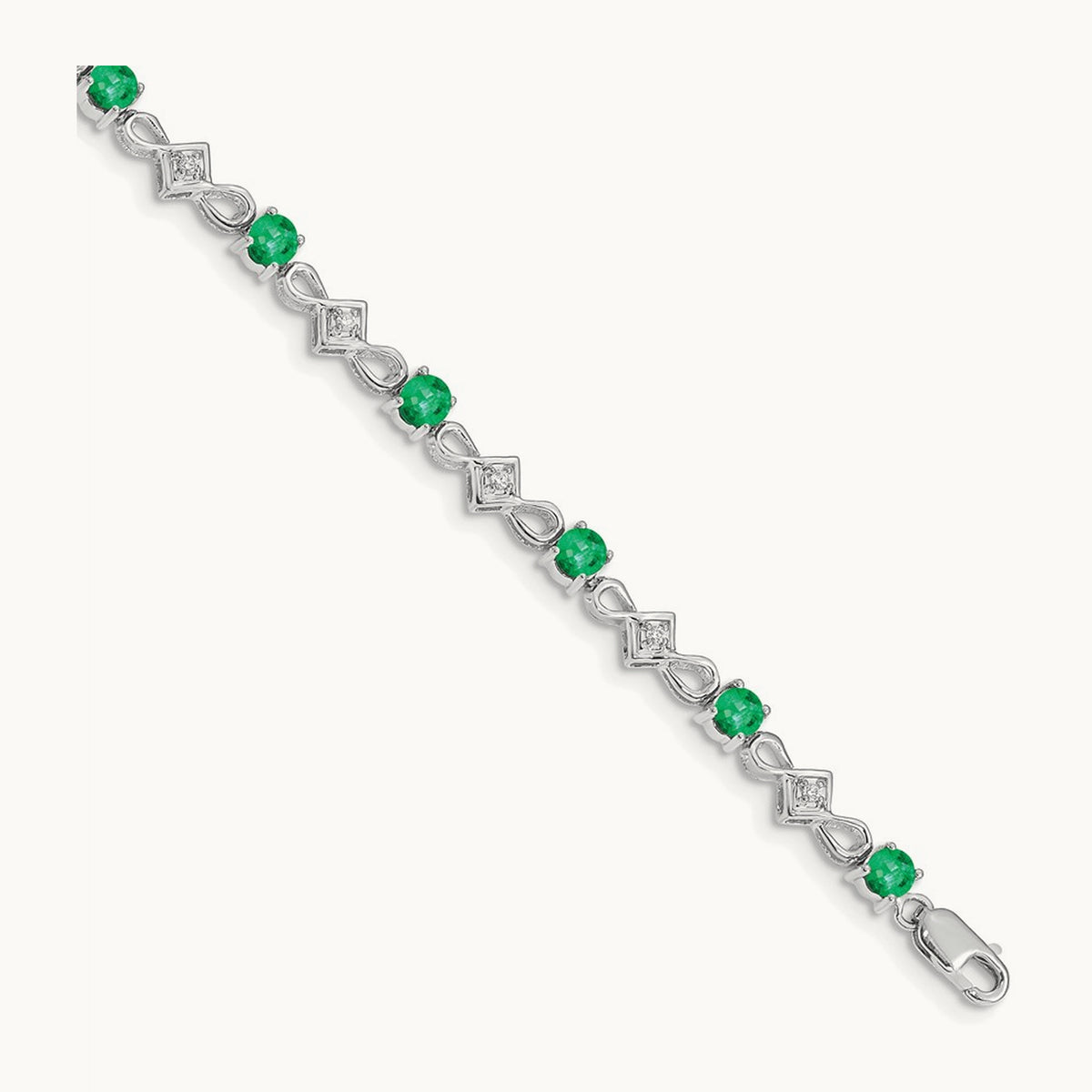 Diamond and Emerald Bracelet — 14K White Gold