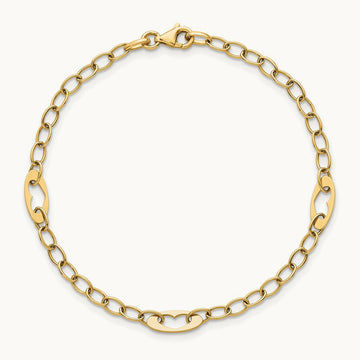 Polished Heart Link 7.25in Bracelet, 14K