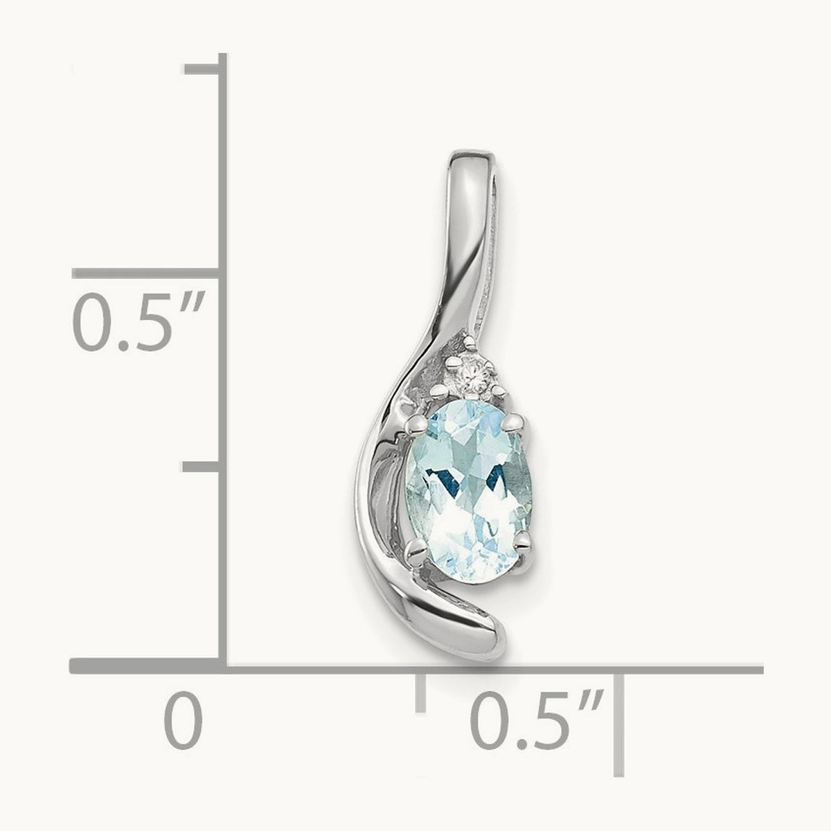 Aquamarine and Diamond Pendant — 14K White Gold