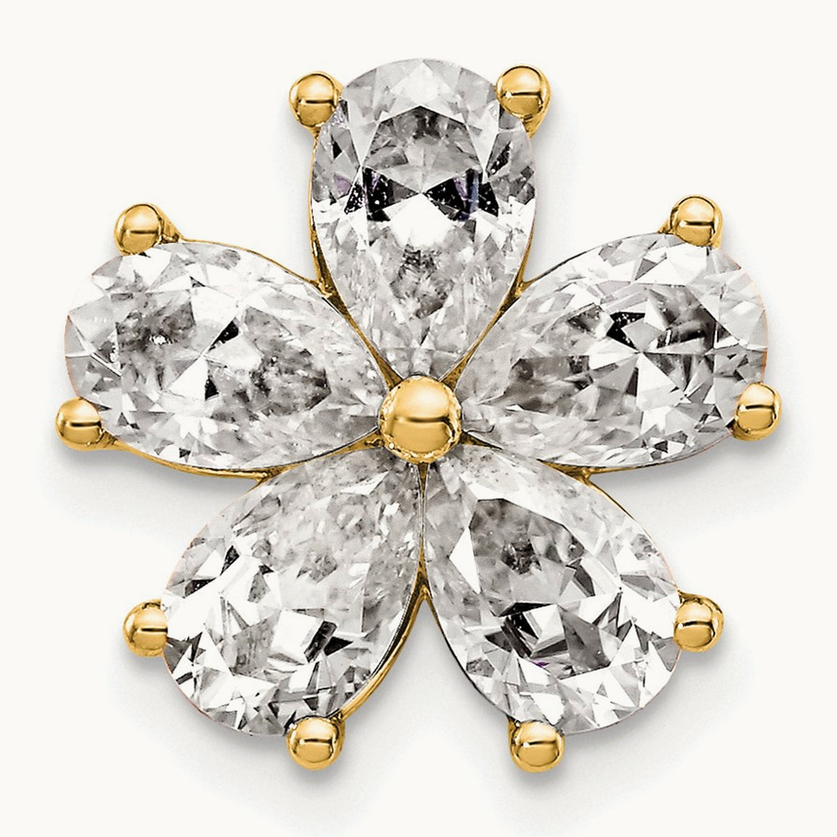 Flower Chain Slide Pendant, 1-2 ct Lab-Grown Diamond — 14K Yellow Gold