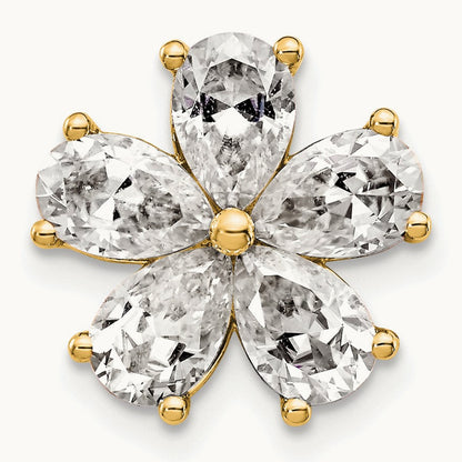 Flower Chain Slide Pendant, 1-2 ct Lab-Grown Diamond — 14K Yellow Gold