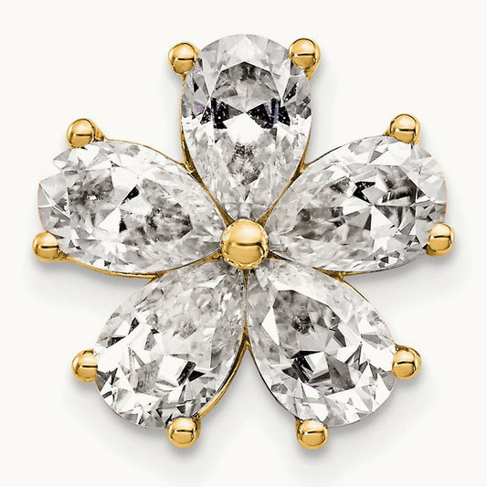 Flower Chain Slide Pendant, 1-2 ct Lab-Grown Diamond — 14K Yellow Gold