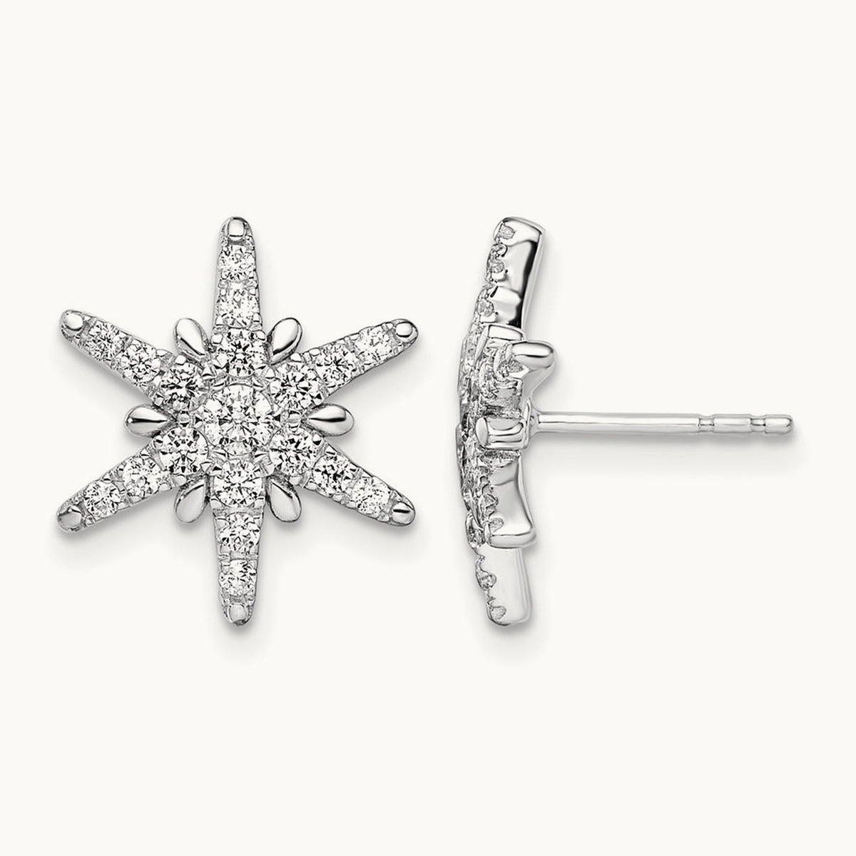 5/8 ct Lab Grown Diamond VS/SI+ G+ Comp Star Post Earrings, 14K White Gold
