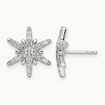 5/8 ct Lab Grown Diamond VS/SI+ G+ Comp Star Post Earrings, 14K White Gold