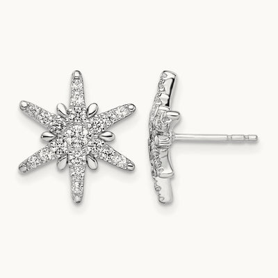 5/8 ct Lab Grown Diamond VS/SI+ G+ Comp Star Post Earrings, 14K White Gold