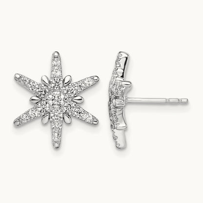 5/8 ct Lab Grown Diamond VS/SI+ G+ Comp Star Post Earrings, 14K White Gold