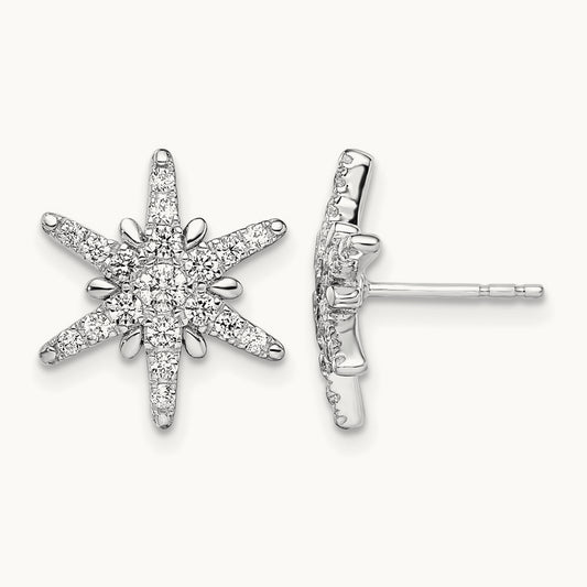 5/8 ct Lab Grown Diamond VS/SI+ G+ Comp Star Post Earrings, 14K White Gold