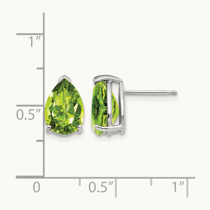 10x7mm Pear Peridot Earrings, 14K White Gold