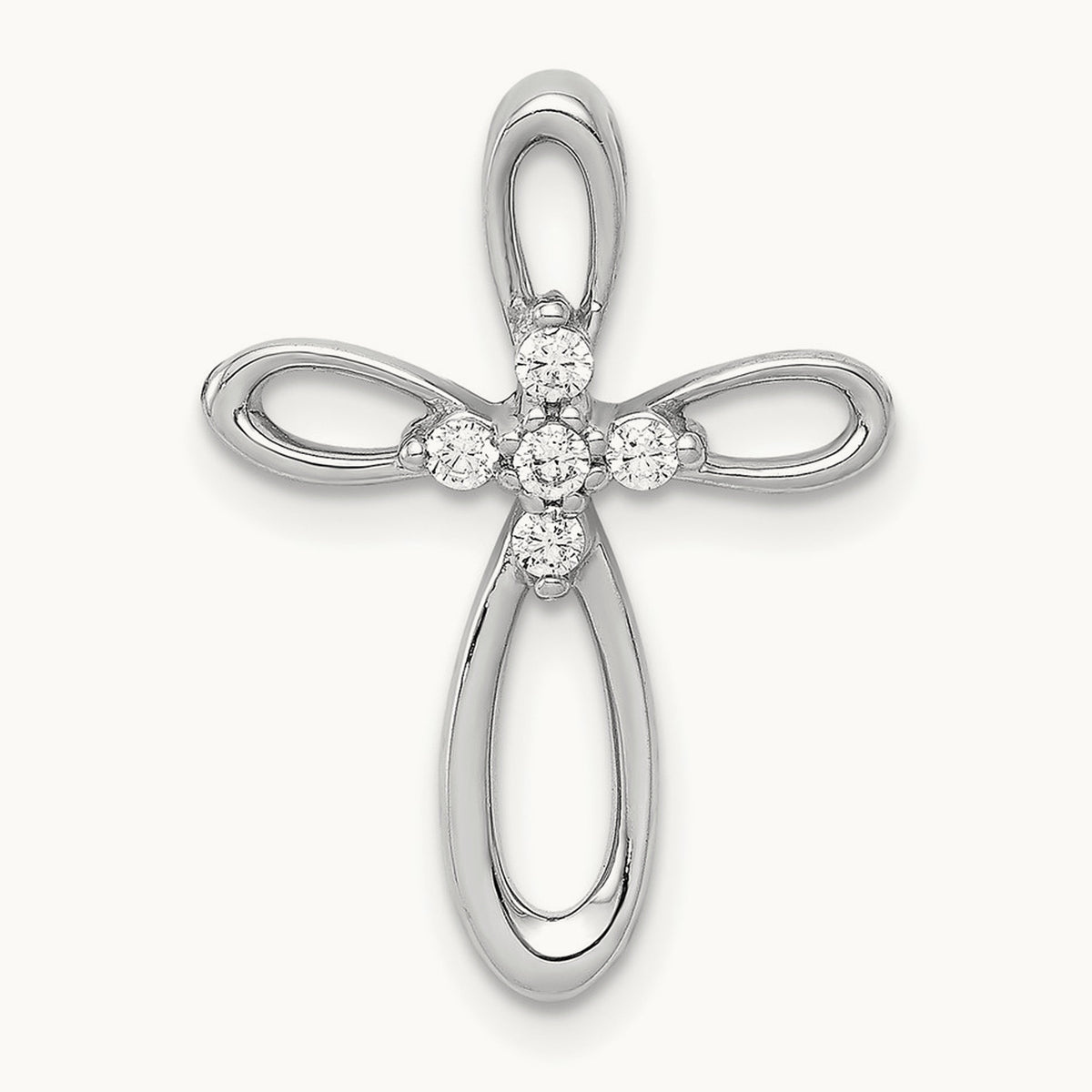 1/20ct. Diamond Cross Chain Slide — 14K White Gold, 21.5mm, 0.105 ct