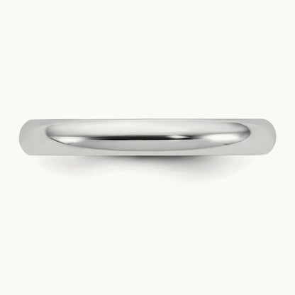 Half Round Band, 3mm, 10K White Gold
