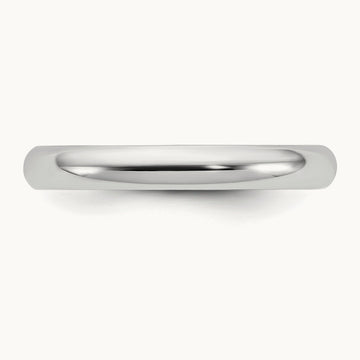 Half-Round Wedding Band, 3mm, 14K White Gold