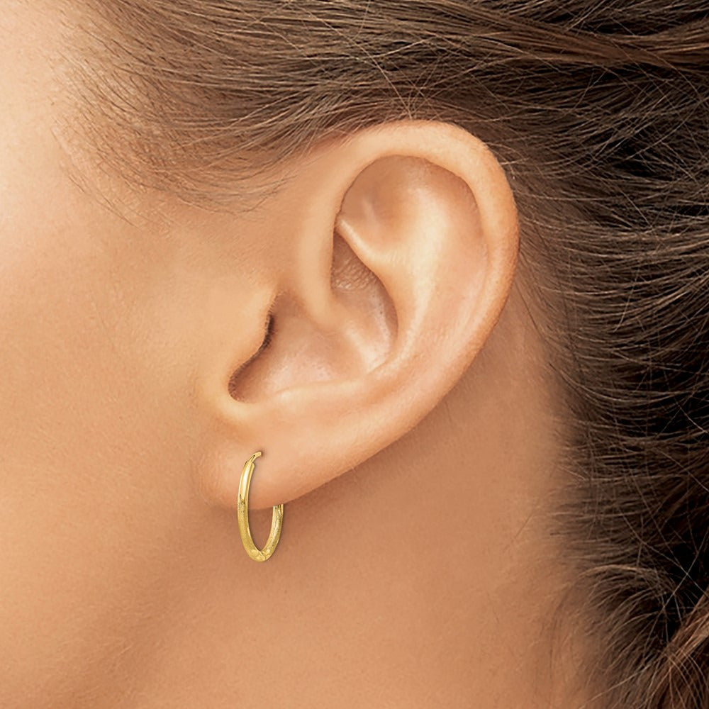 Satin Diamond-cut Endless Hoop Earrings — 16mm, 1.5mm