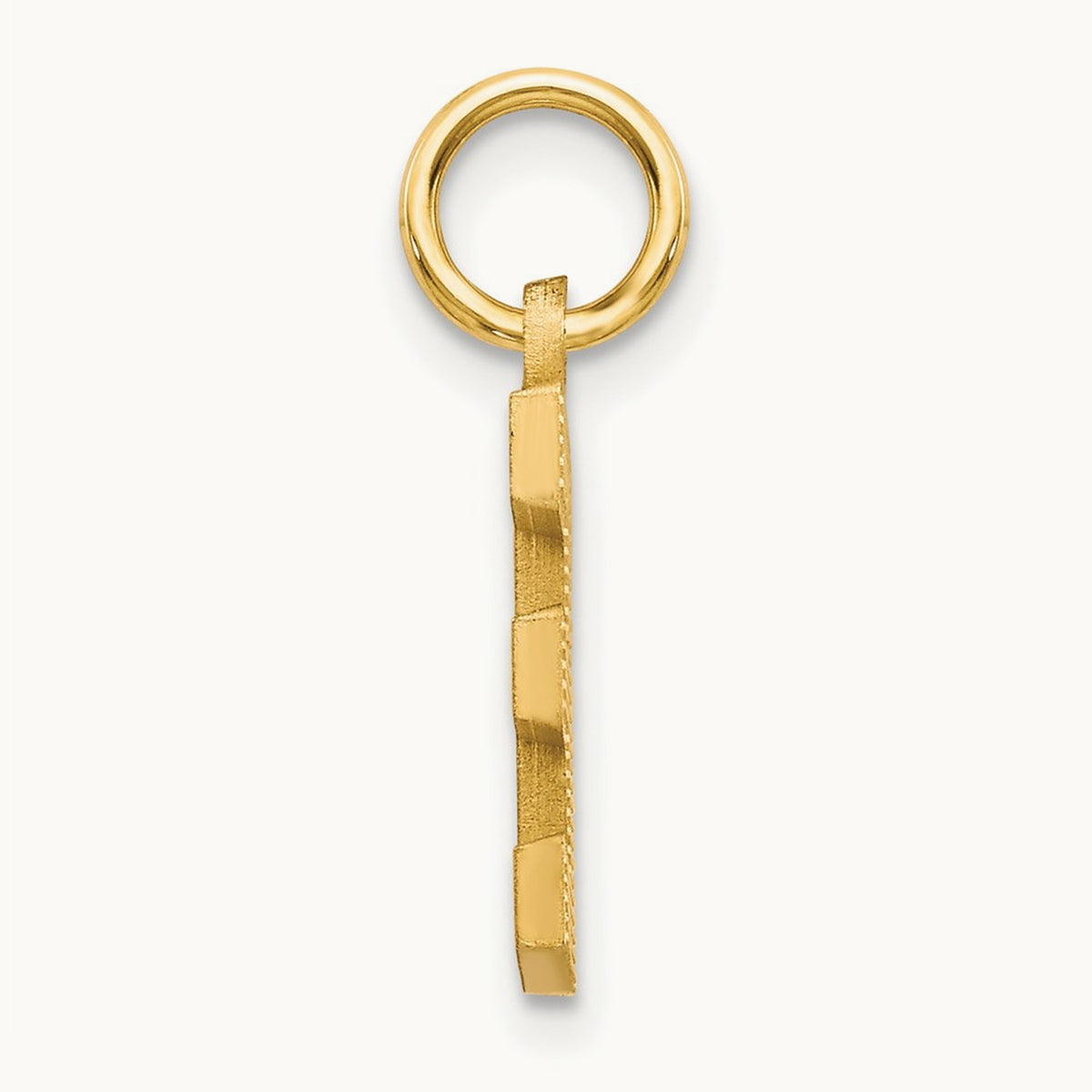 Satin Diamond-cut Initial Charm — 14K Yellow Gold, E