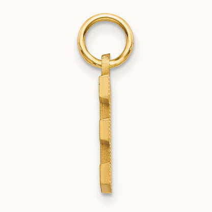 Satin Diamond-cut Initial Charm — 14K Yellow Gold, E