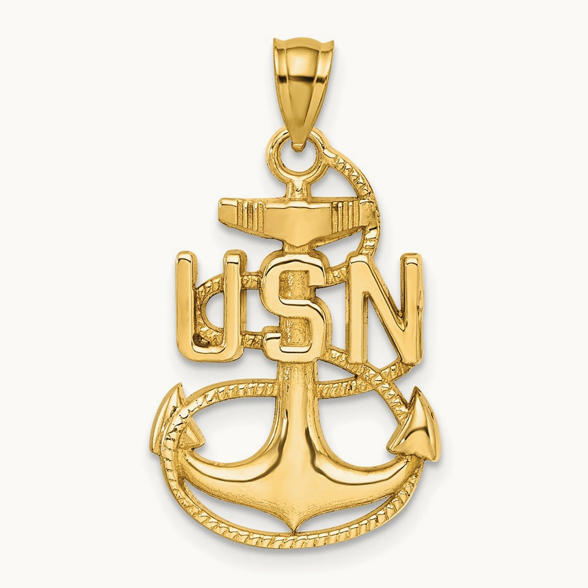 United States Navy USN Anchor Pendant, 14K