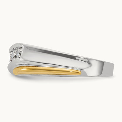 14ktt IBGoodman Men's Polished and Grooved 5-Stone Diamond Ring