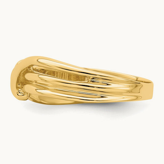 Polished Ribbed Band Ring, 14K