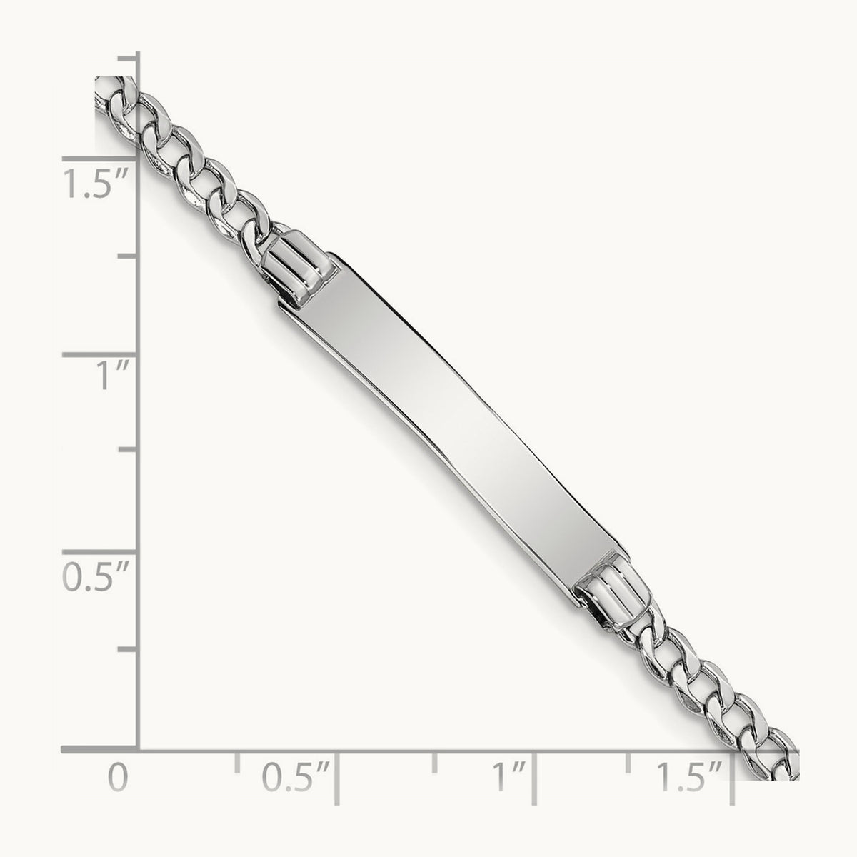 WG Polished Semi-Solid Cuban Link ID Bracelet, 14K