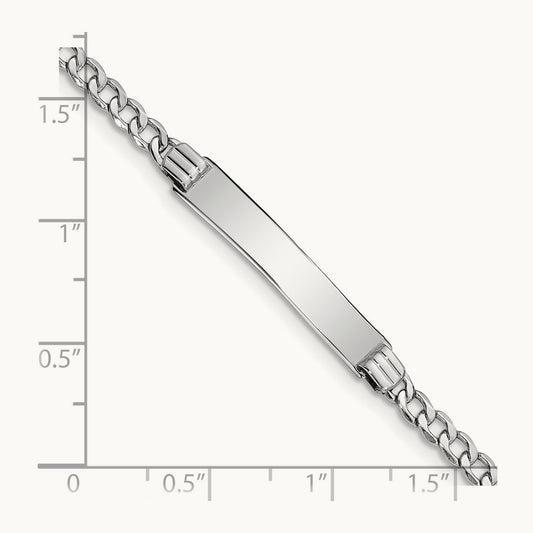 WG Polished Semi-Solid Cuban Link ID Bracelet, 14K