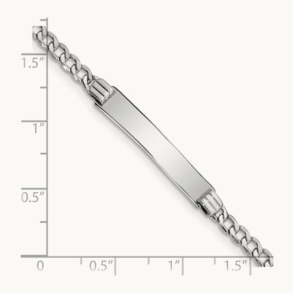 WG Polished Semi-Solid Cuban Link ID Bracelet, 14K