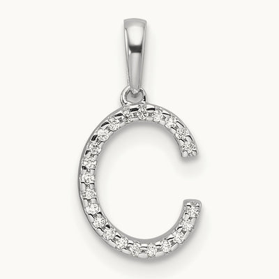 Diamond Letter C Initial Pendant, 14K White Gold