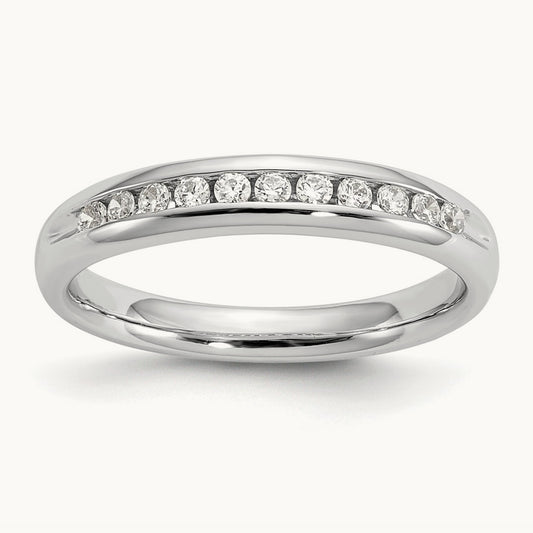 11-Stone Diamond Channel Band, 14K White Gold