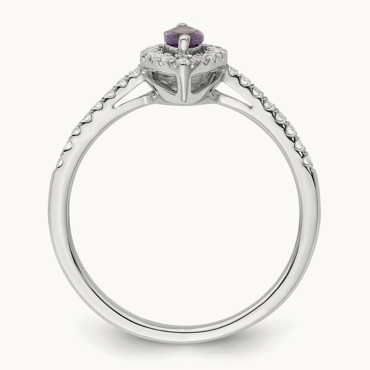 Amethyst Feb Birthstone Ring, 0.20 ct tw Lab-Grown Diamond