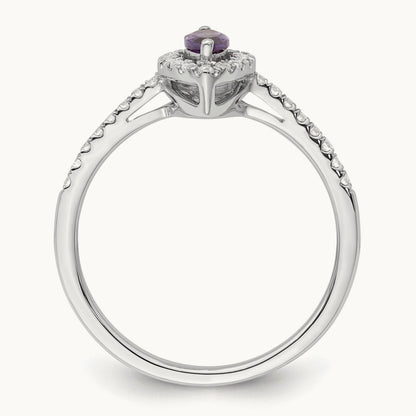 Amethyst Feb Birthstone Ring, 0.20 ct tw Lab-Grown Diamond