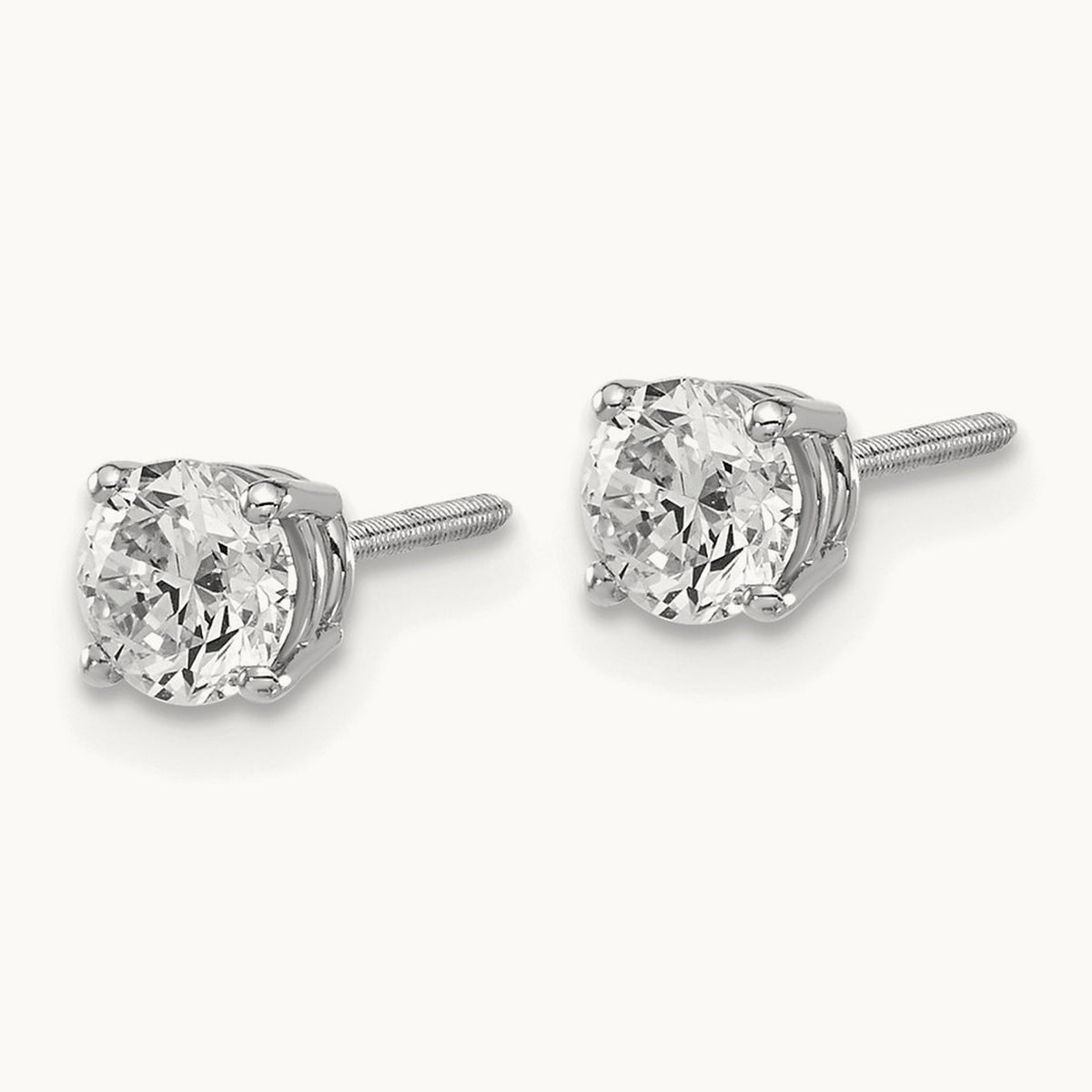 .85ct SI3 G-I Diamond Stud Thread on/off Post Earrings, 14K White Gold