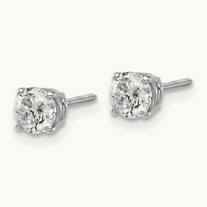 .85ct SI3 G-I Diamond Stud Thread on/off Post Earrings, 14K White Gold