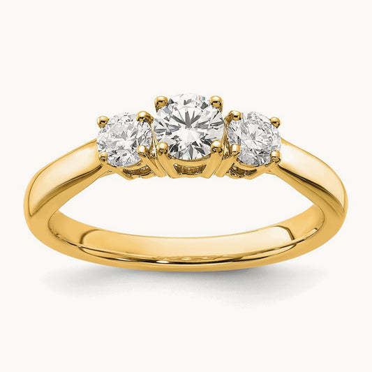 3 Stone Semi-Mount Engagement Ring — 14K Yellow Gold, 3/8 ct (holds 3/8 ct center), 7