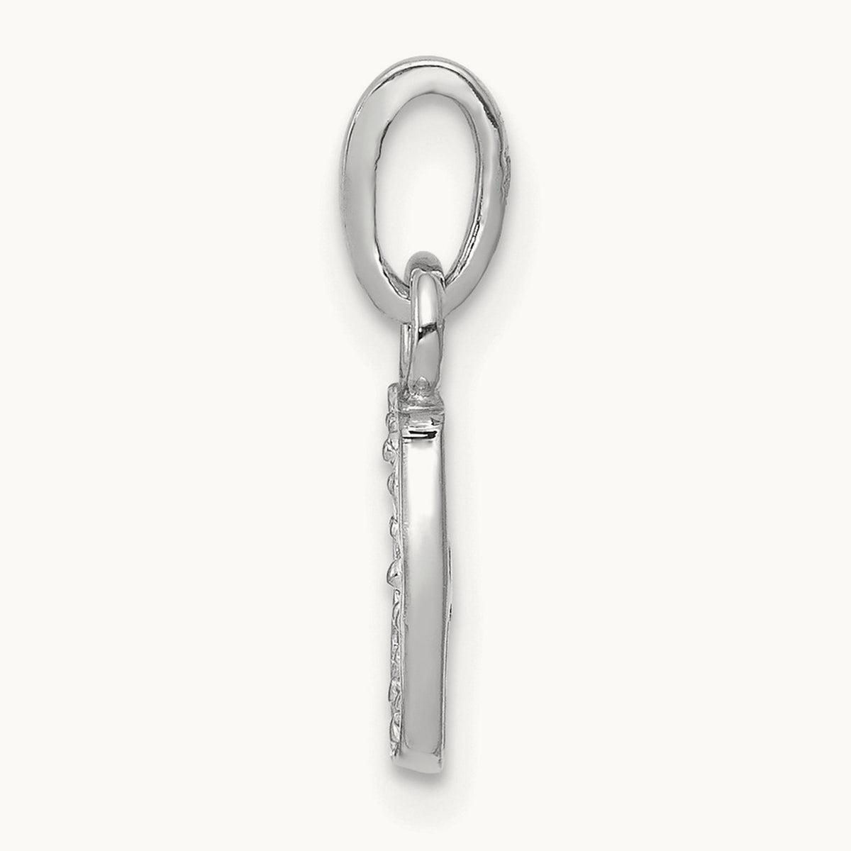 Rhodium-plated Diamond Letter J Initial Pendant, 14K White Gold