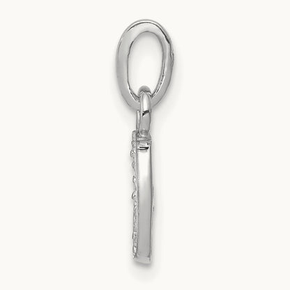 Rhodium-plated Diamond Letter J Initial Pendant, 14K White Gold