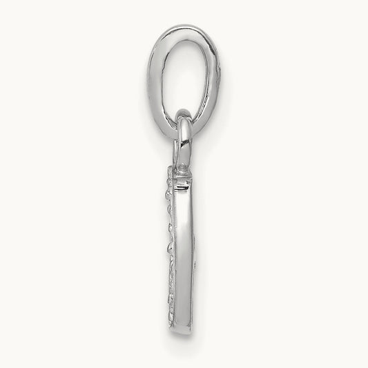 Rhodium-plated Diamond Letter J Initial Pendant, 14K White Gold