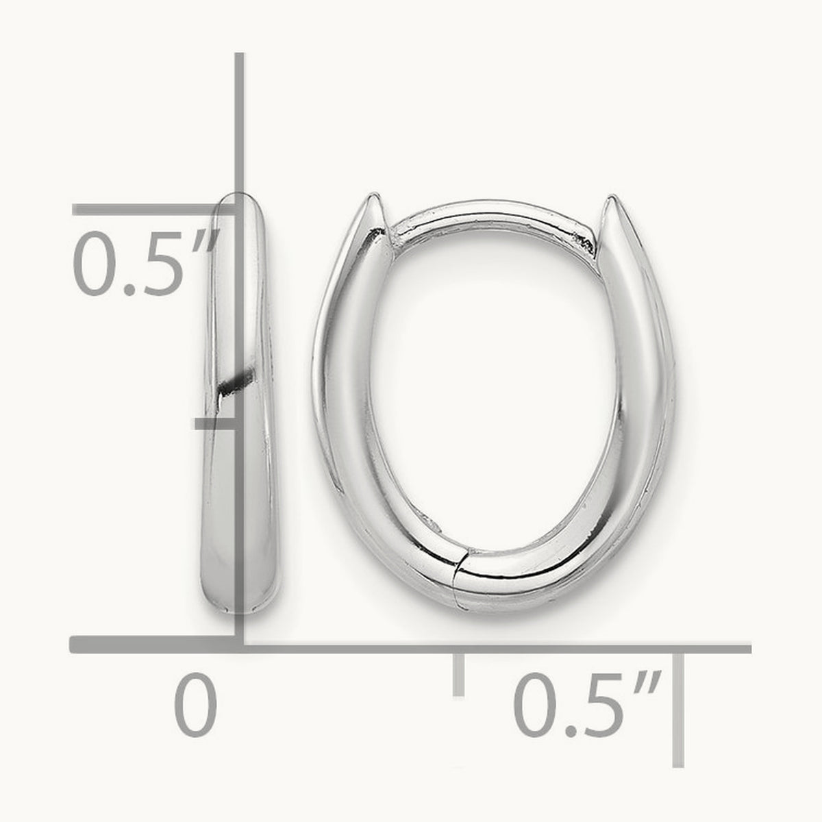 Polished Oval Hinged Hoop Earrings — 14K White Gold