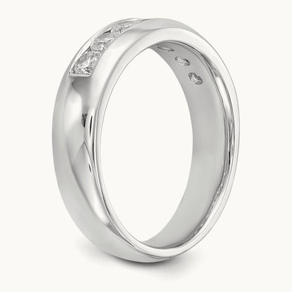 7-Stone Diamond Channel Band, 14K White Gold