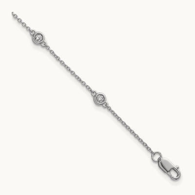 Diamond Station Cable Bracelet — 14K White Gold