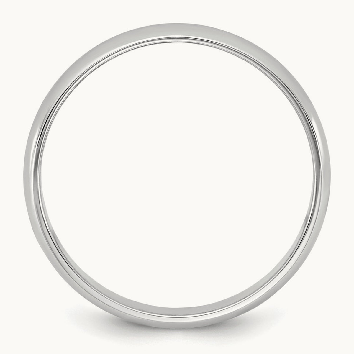 Lightweight Half Round Band, 3.5mm, 10K White Gold