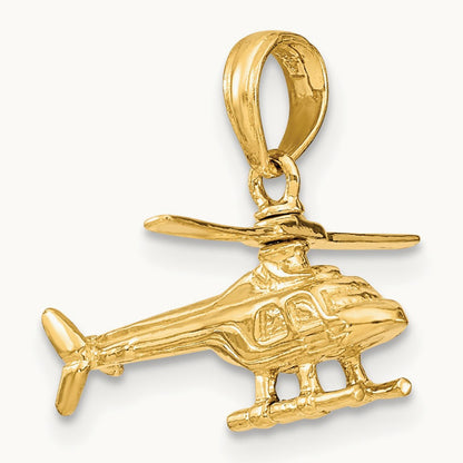 3-D Moveable Helicopter Pendant, 14K