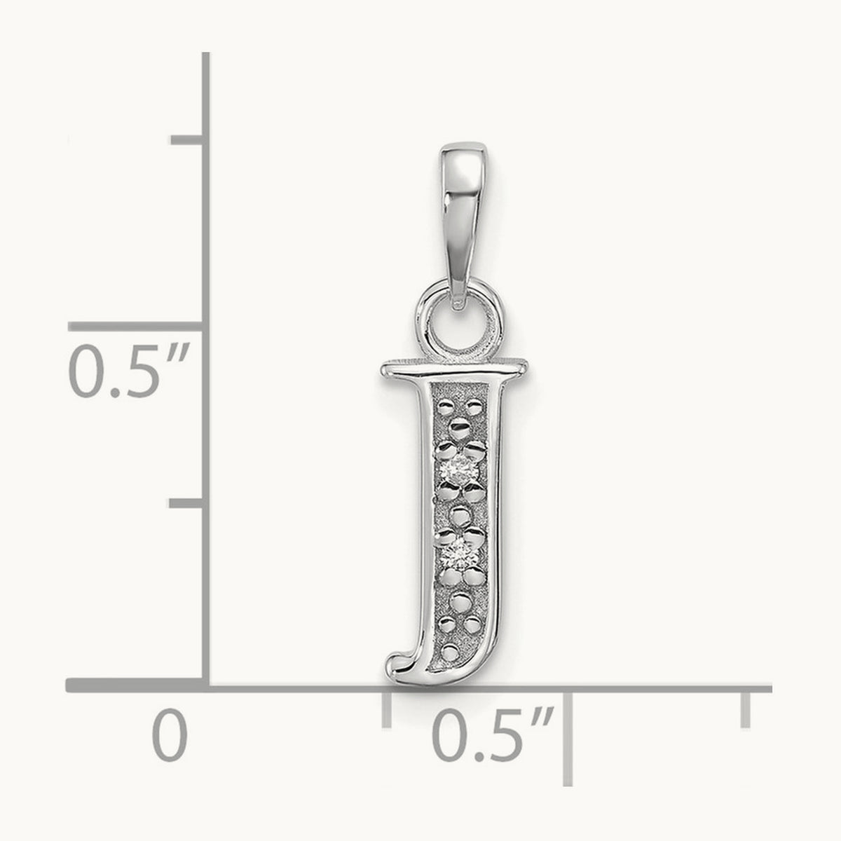 Diamond Letter J Initial Pendant, 14K White Gold