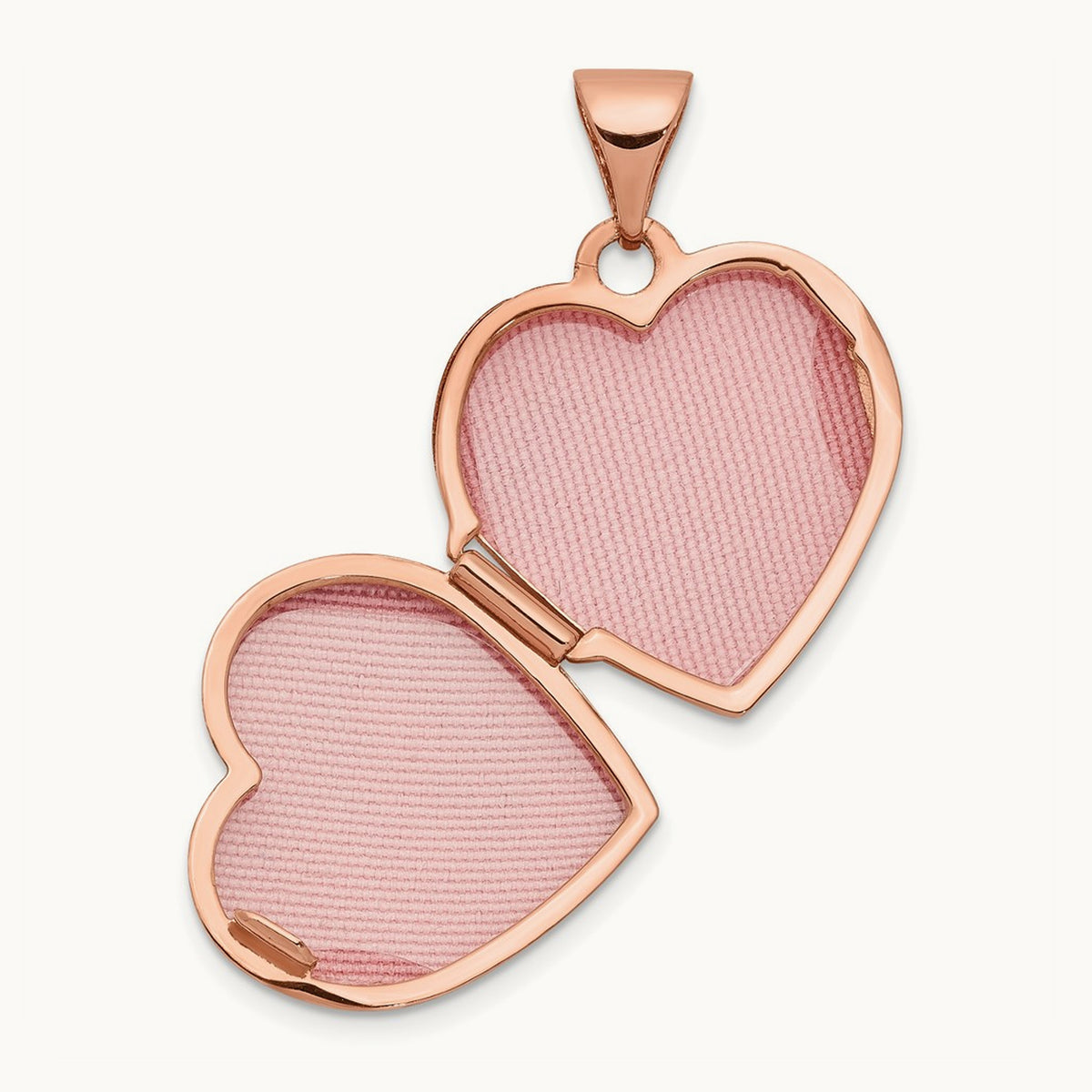 Textured Double Heart Scroll Design Heart Locket, 15mm, 14K Rose Gold