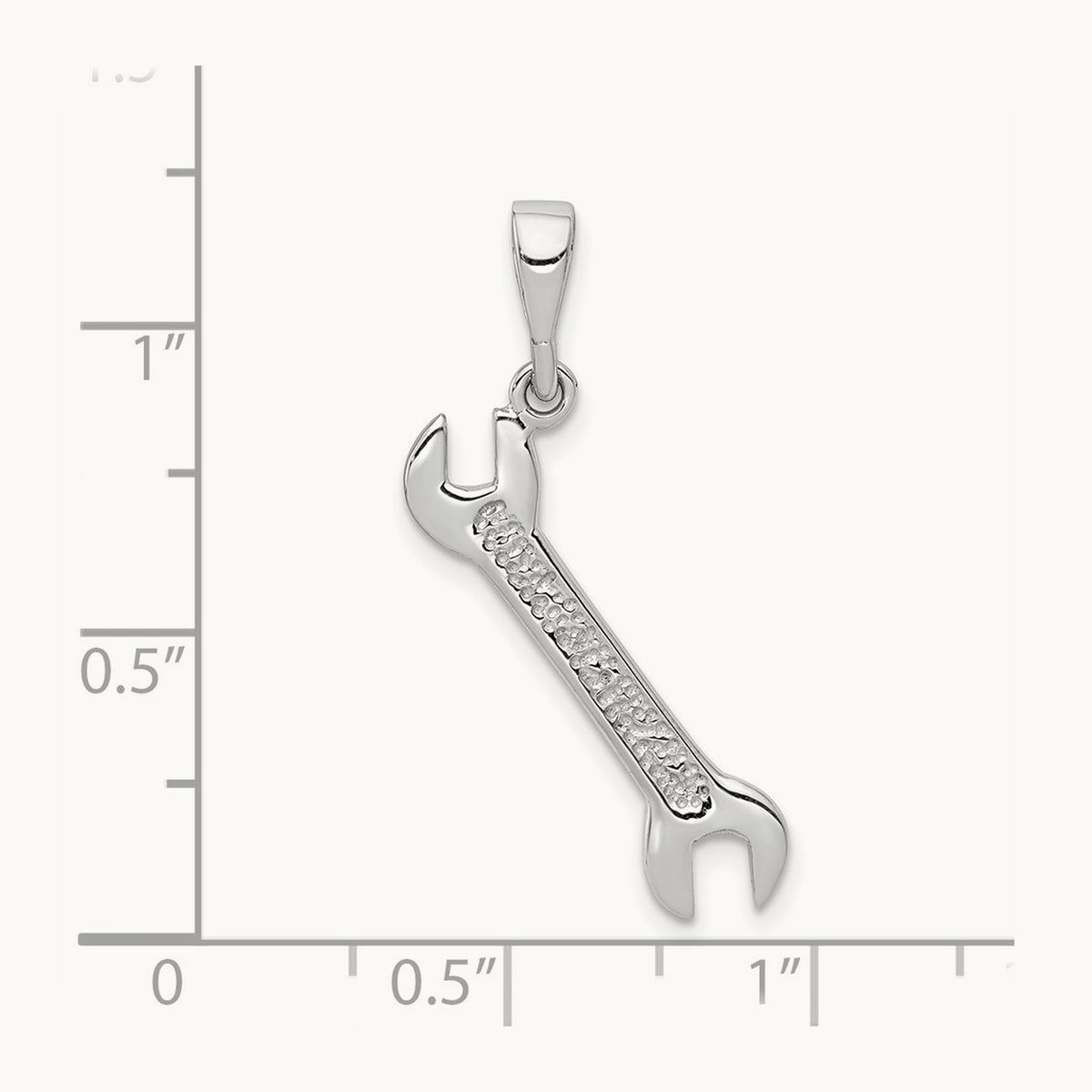 3D Wrench Pendant, 14K White Gold