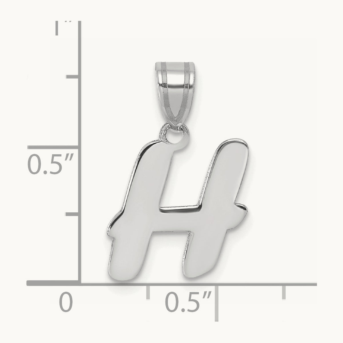 Polished Script Initial Pendant — 14K White Gold, H