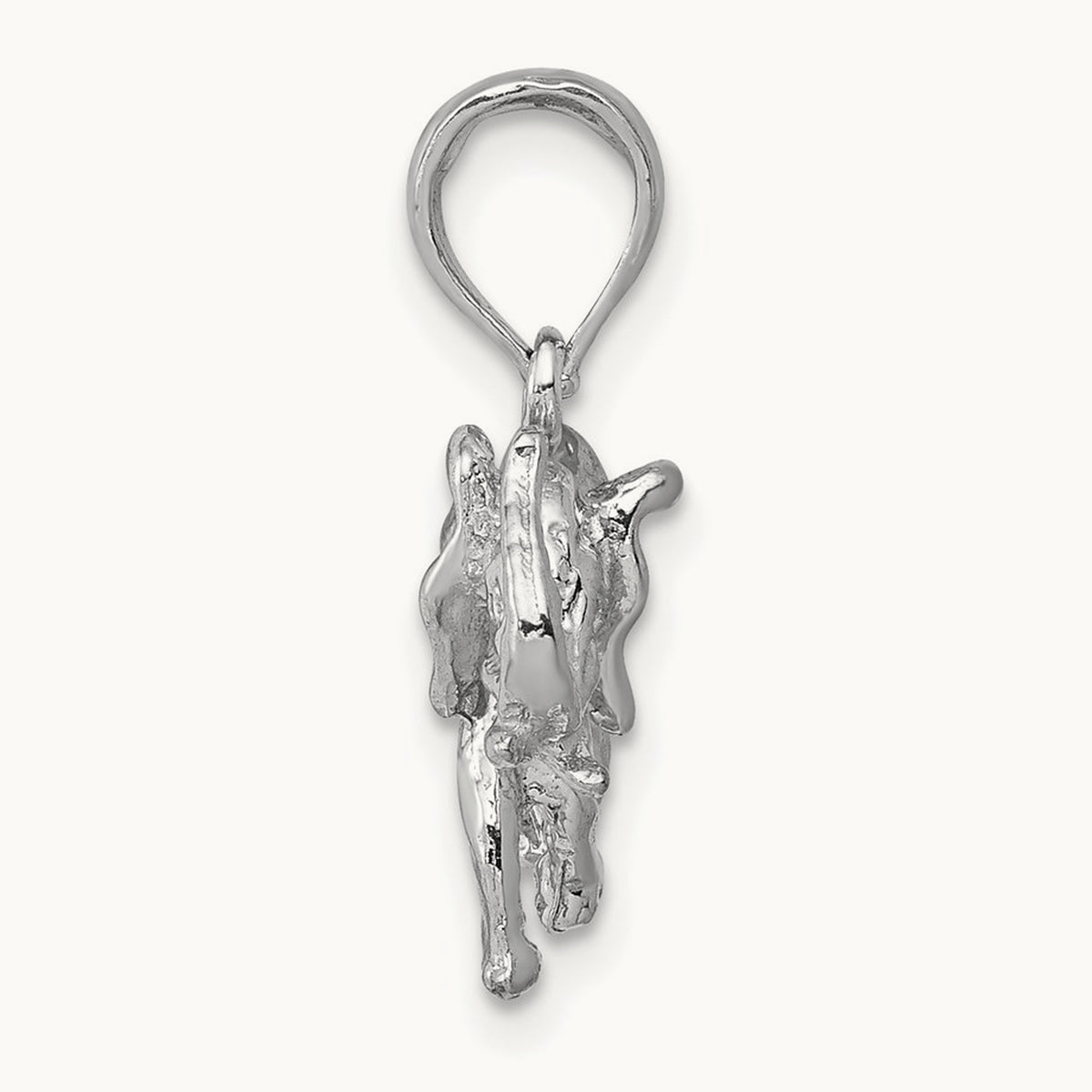 Polished 3-D Elephant Pendant — 14K White Gold