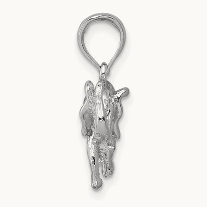 Polished 3-D Elephant Pendant — 14K White Gold